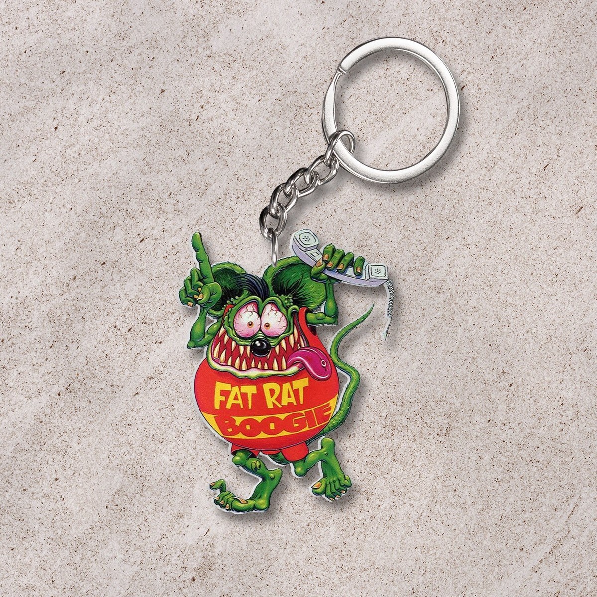Fat Rat Boogie Rat Fink Calling Phone Keychain Car Accessories Key