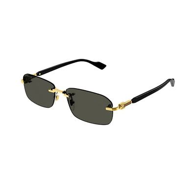 Gucci Sunglasses GG1221S 001 Gold Black Dark Grey Lens Rectangular