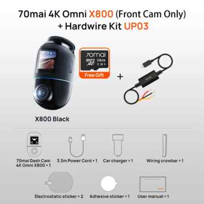 Dash Cam 4K Omni X800 HDR 360° Rotating Dual-Channel 4G fit for