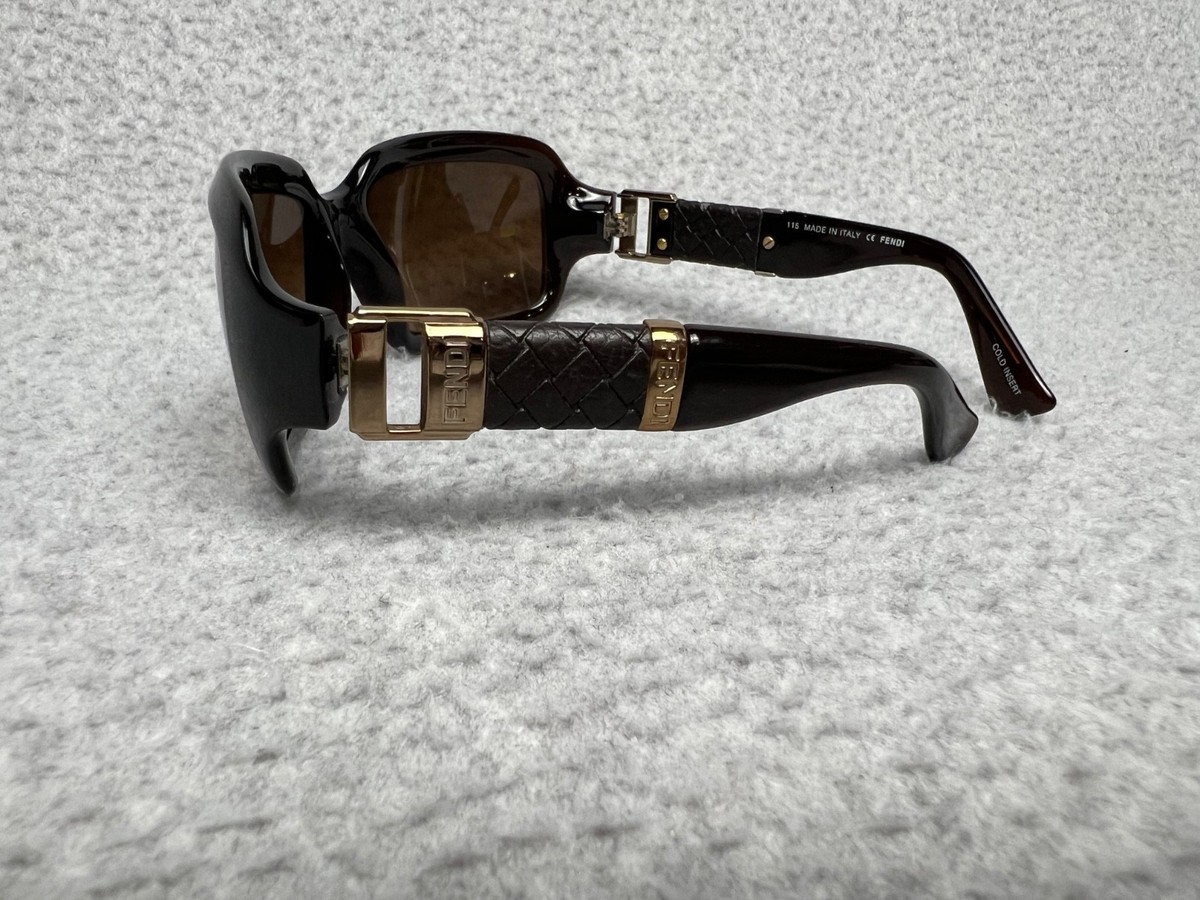 y2k 90s Fendi Sunglasses Womens Brown Round Oversized Brown Lenses