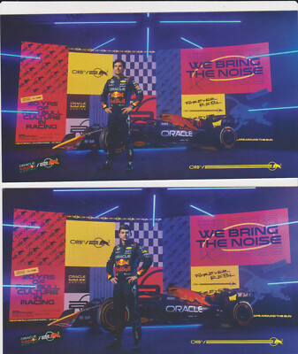 NEW! 2024 F1 2x Cards Postcard Max Verstappen Sergio Perez Red