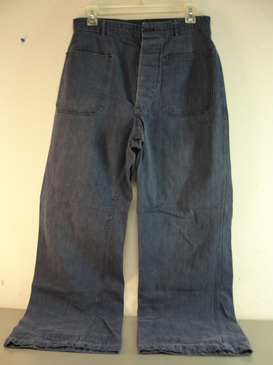GENUINE WW2 US (?)NAVY USN BLUE DENIM PANTS DUNGAREE TROUSERS WWII