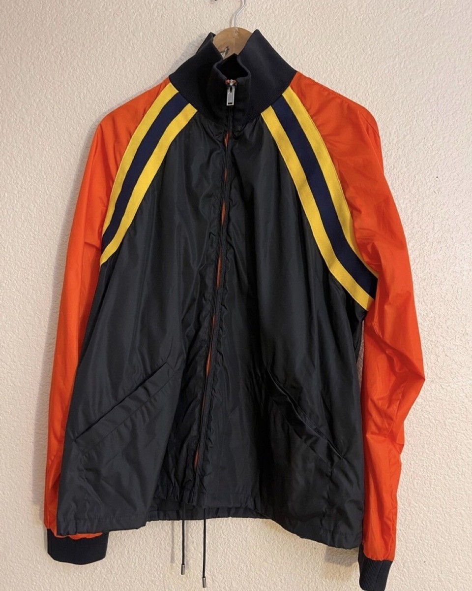 Gucci Back Logo Print Nylon Jacket Windbreaker Orange/Black | eBay
