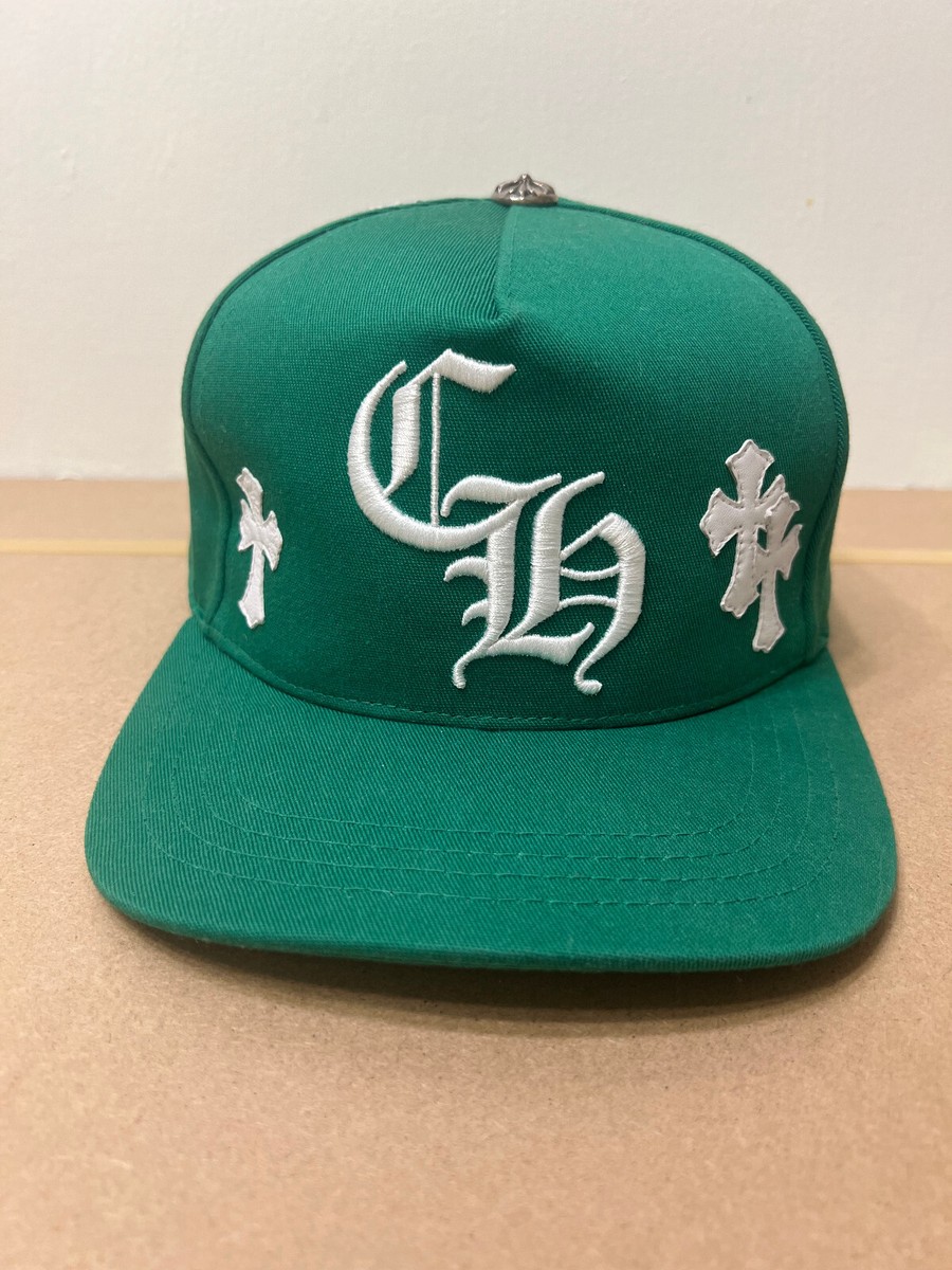 Chrome Hearts Green CH Logo Baseball Hat Leather Cross Patch IN