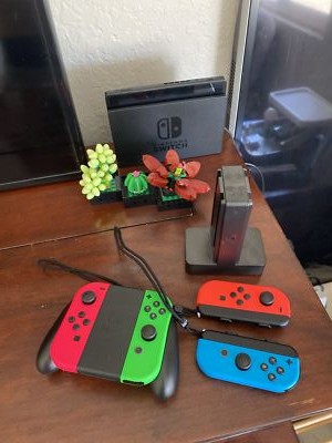 Nintendo Switch Console HAC-001 Joy Con + Dock + Grip + Charger