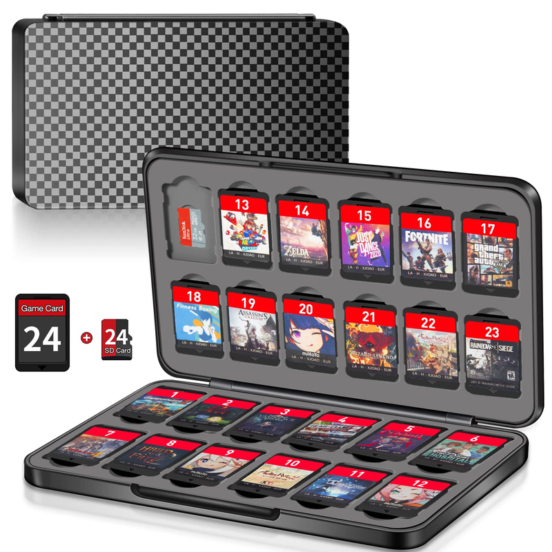 Switch Game Case Holder with 24 Cartridge Slots and 24 Micro SD