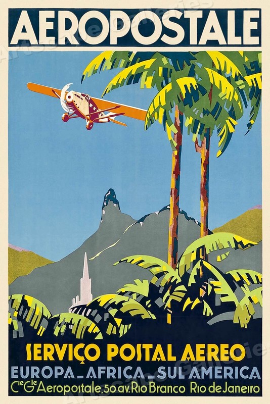 1929 Aeropostale - Servico Postal Aereo Vintage Style Travel