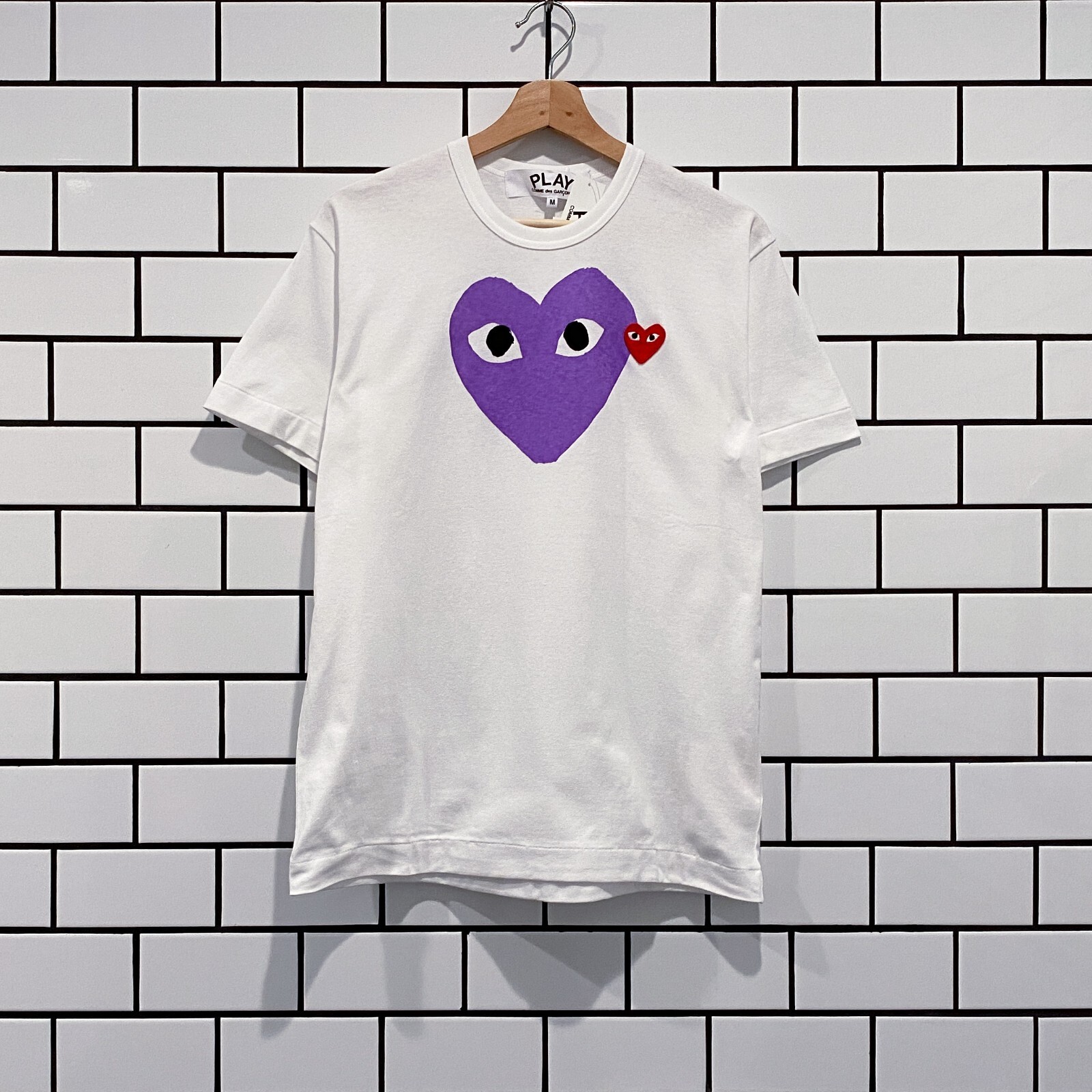 COMME DES GARCONS CDG PLAY BIG PURPLE HEART TEE WHITE AZ-T106-051