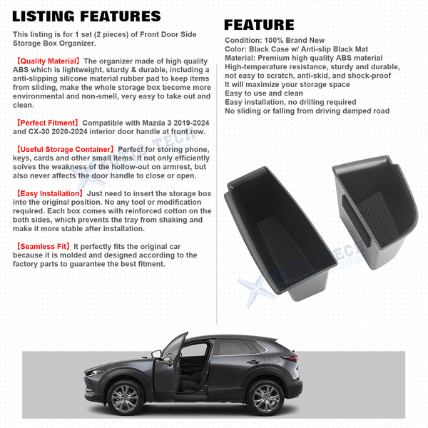 For Mazda 3 CX-30 2020-2026 Door Handle Organizer Tray Storage