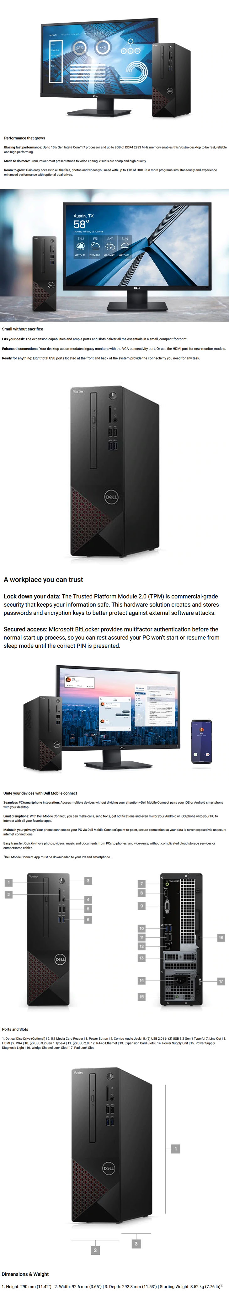 Dell Vostro 3681 Intel Core i3-10100/4GB/1TB HDD/Intel UHD/Windows