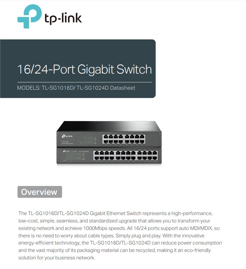 TP-Link TL-SG1024D 24-Port Gigabit Desktop/1U 13