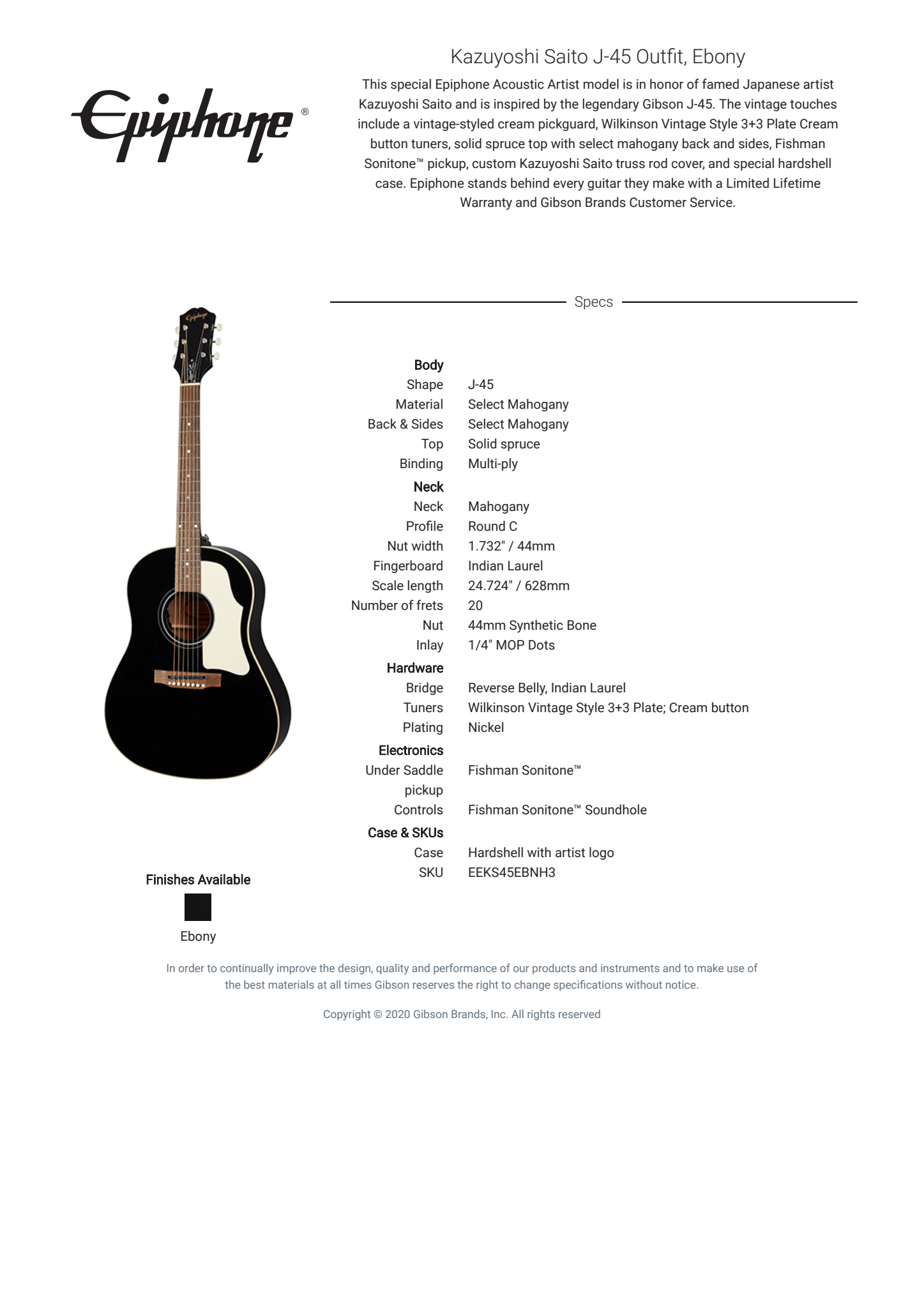 Epiphone/Kazuyoshi Saito J-45 Outfit 情報解禁！！ – GuitarQuest