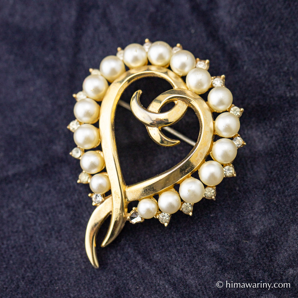 Trifari トリファリ-ハートパール・ヴィンテージ・ブローチ