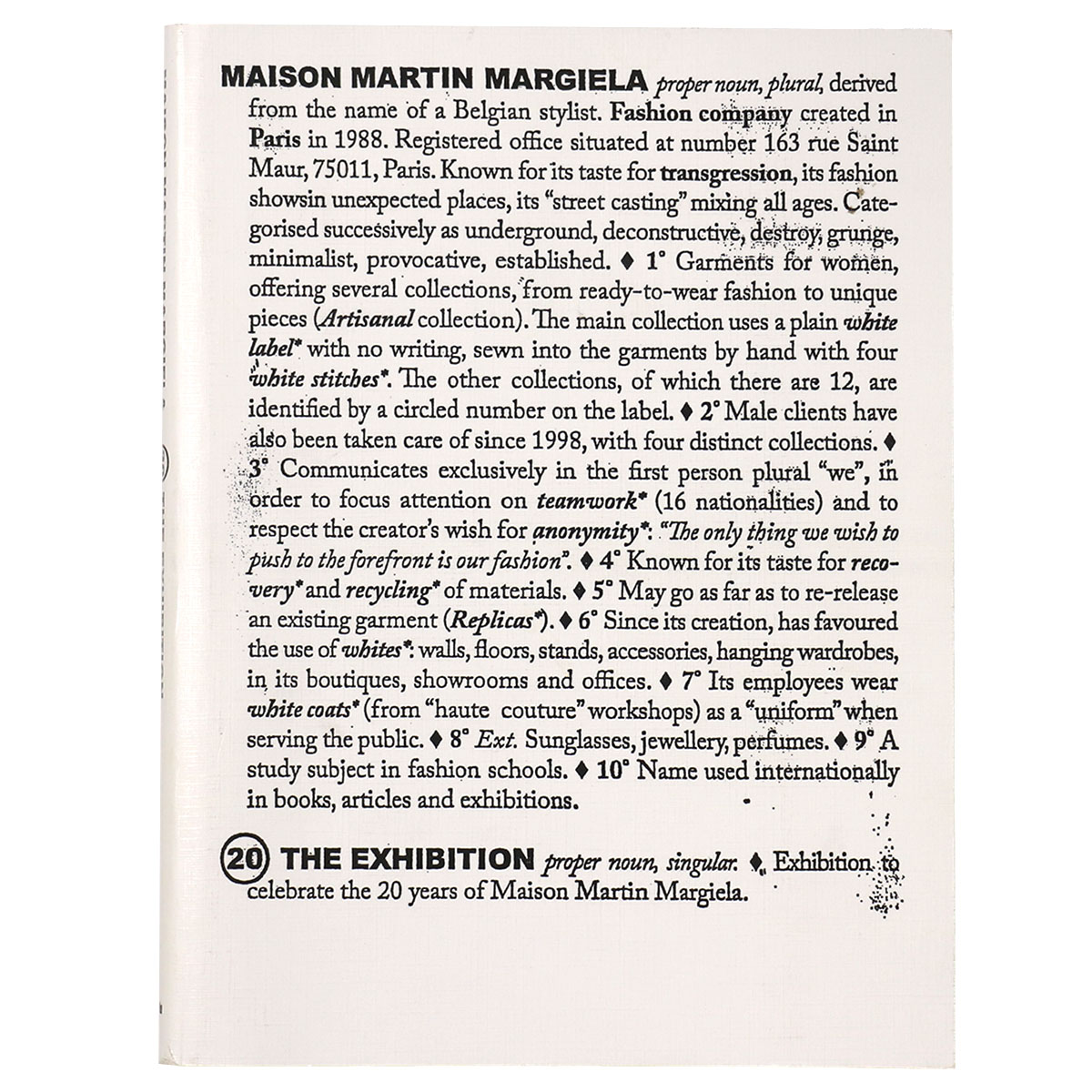 Maison Martin Margiela: 20 Years The Exhibition – オヨヨ書林 古書