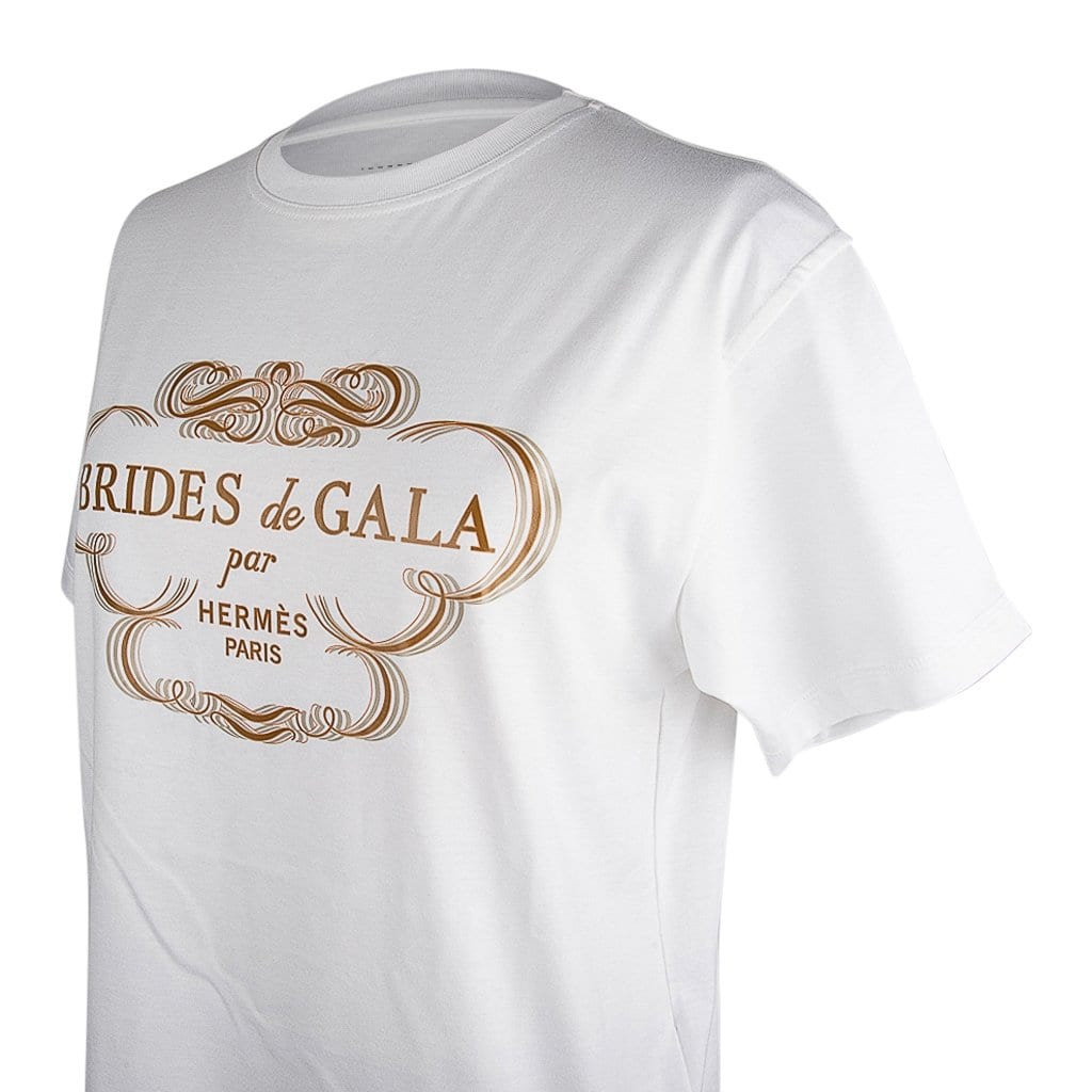 Hermès Brides de Gala T-Shirt White with Gold Motif – Mightychic