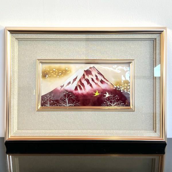 七宝額絵《王朝文様富士之図》4*8 – 田村七宝工芸 七宝焼窯元【公式