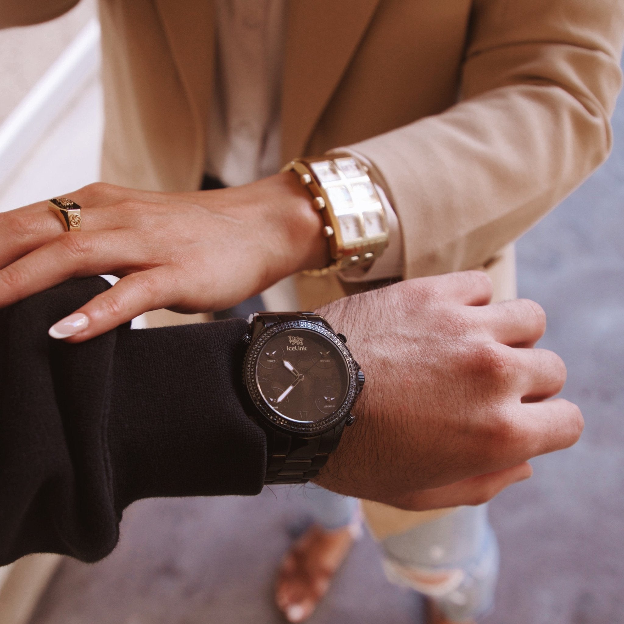 Marco Polo Black 5 Time Zone Watch - IceLink