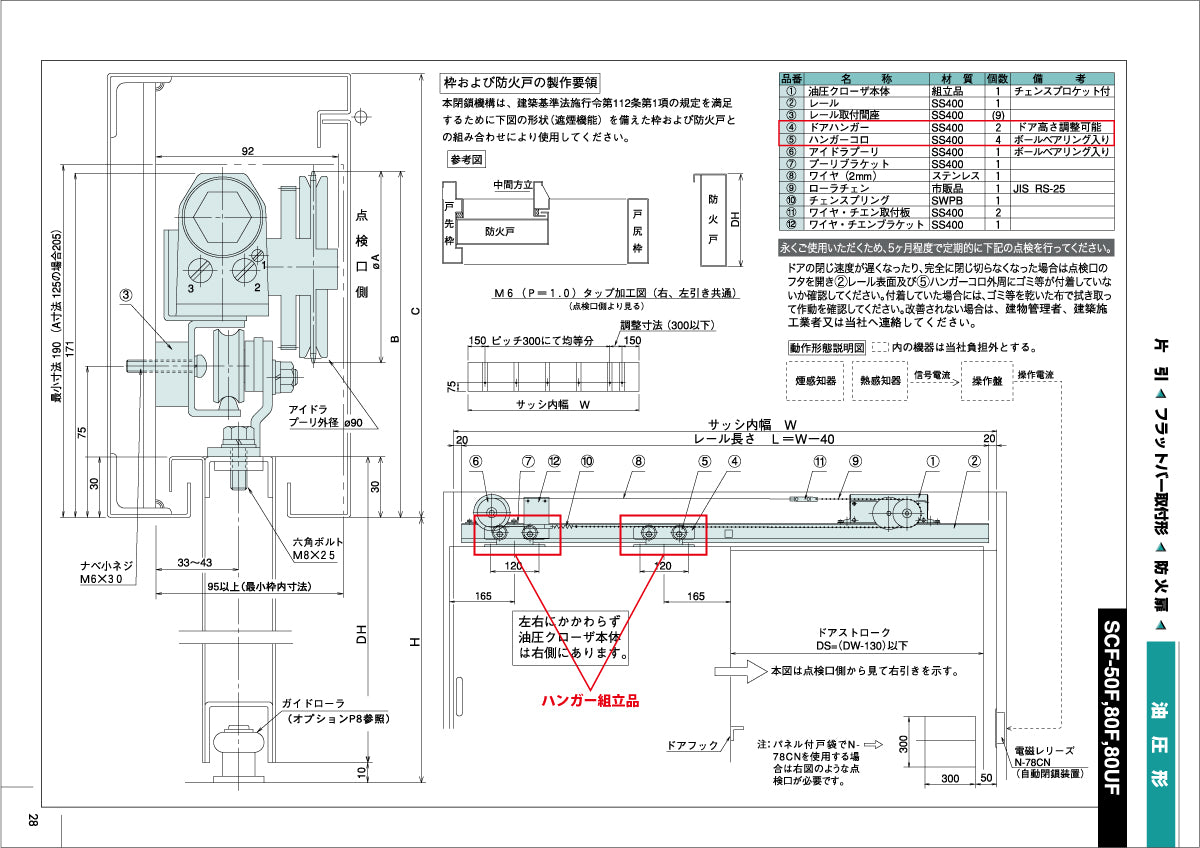 ドアハンガー組立品｜THUスライドクローザー用 メンテナンスパーツ