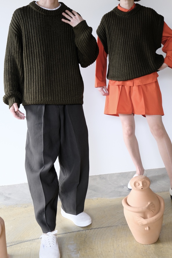 Cristaseya for IDEAL – LINEN RIBBED 3YARN SWEATER&GILET | IDEAL