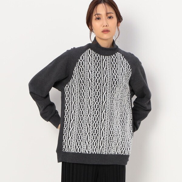 ケーブルニットライク裏毛 ハイネックプルオーバー | K.T キヨコ