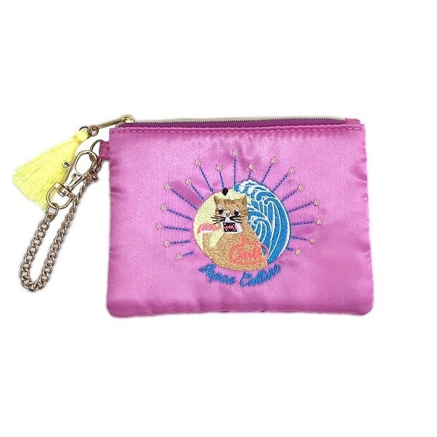 刺繍ポーチ スカジャン 猫 ピンク | ミューア(MYUUA) | マルイウェブ