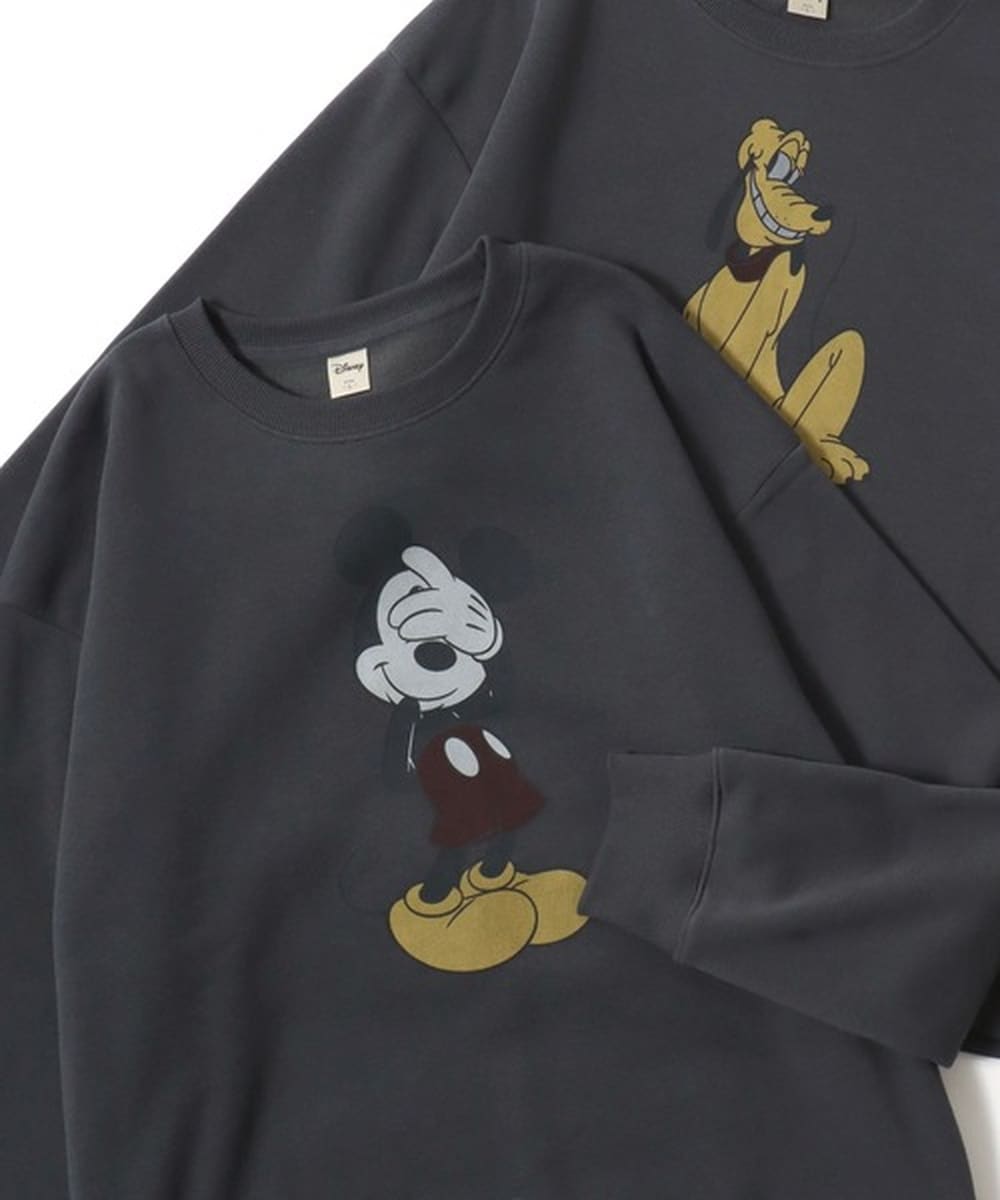 ディズニーキャラのヴィンテージ風プリント】 裏起毛 スウェット