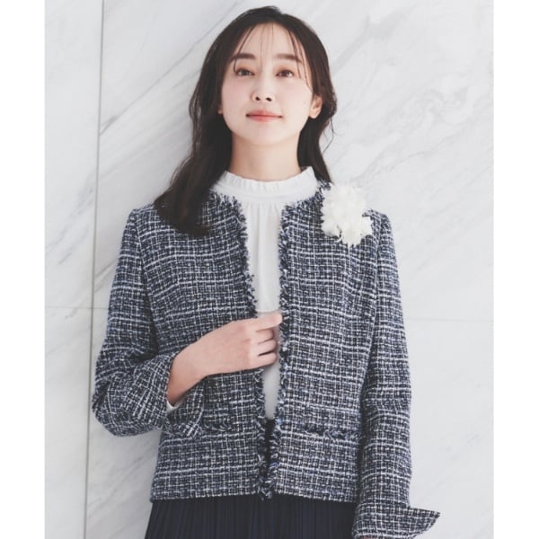 入卒セレモニー通勤】ラメツイード ノーカラージャケット | アン