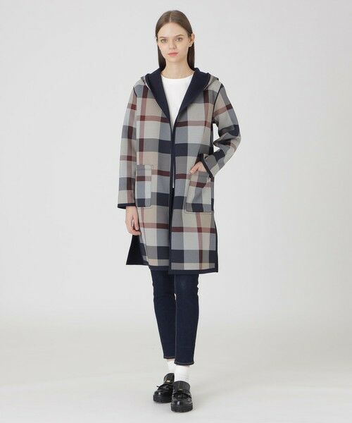クレストブリッジチェックリバーシブルダンボールコーディガン