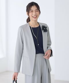 イージーケアライトストレッチノーカラージャケット （ノーカラー