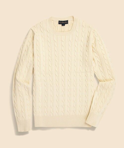 セール】 スーピマコットン ケーブル クルーネックセーター （ニット