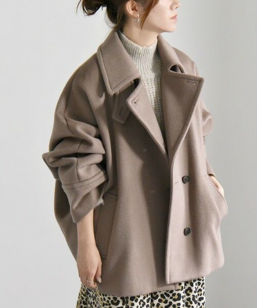 セール】 quaranciel: ウール ステンカラー コクーン ミドル コート