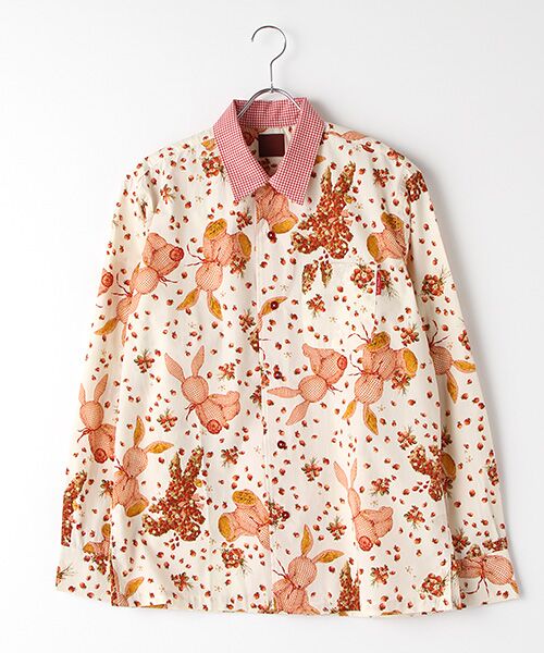 セール】 ギンガムうさぎプリントシャツブラウス （シャツ・ブラウス