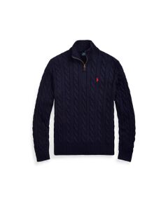 ケーブルニット コットン クォータージップ セーター （ニット