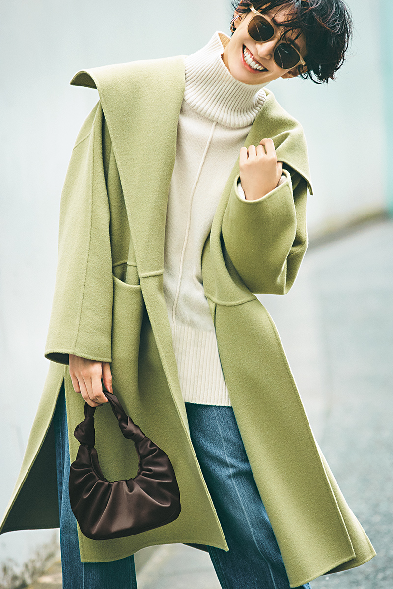 ミラ オーウェンの「即戦力」名品【ショールカラーの一枚仕立てコート