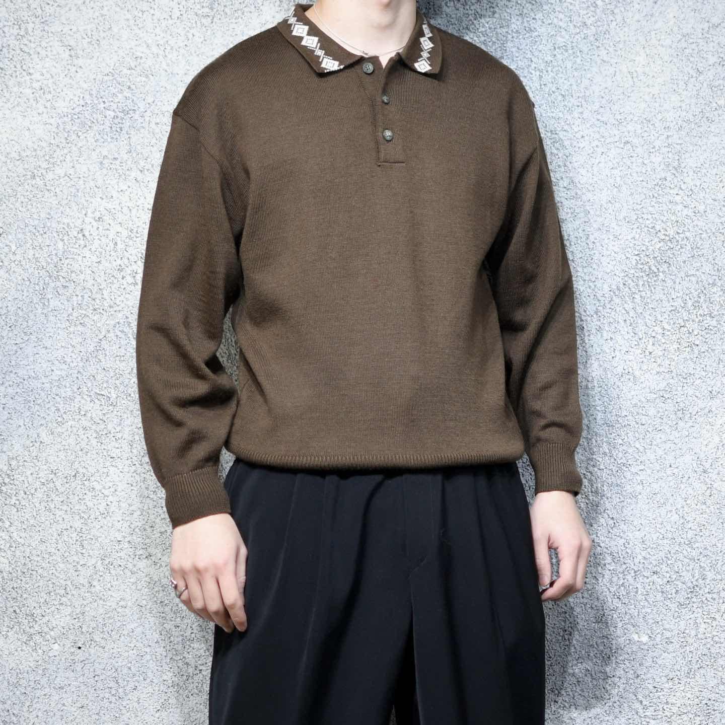 古着通販】古着 デザインニット ニットポロ ニット セーター アクリル