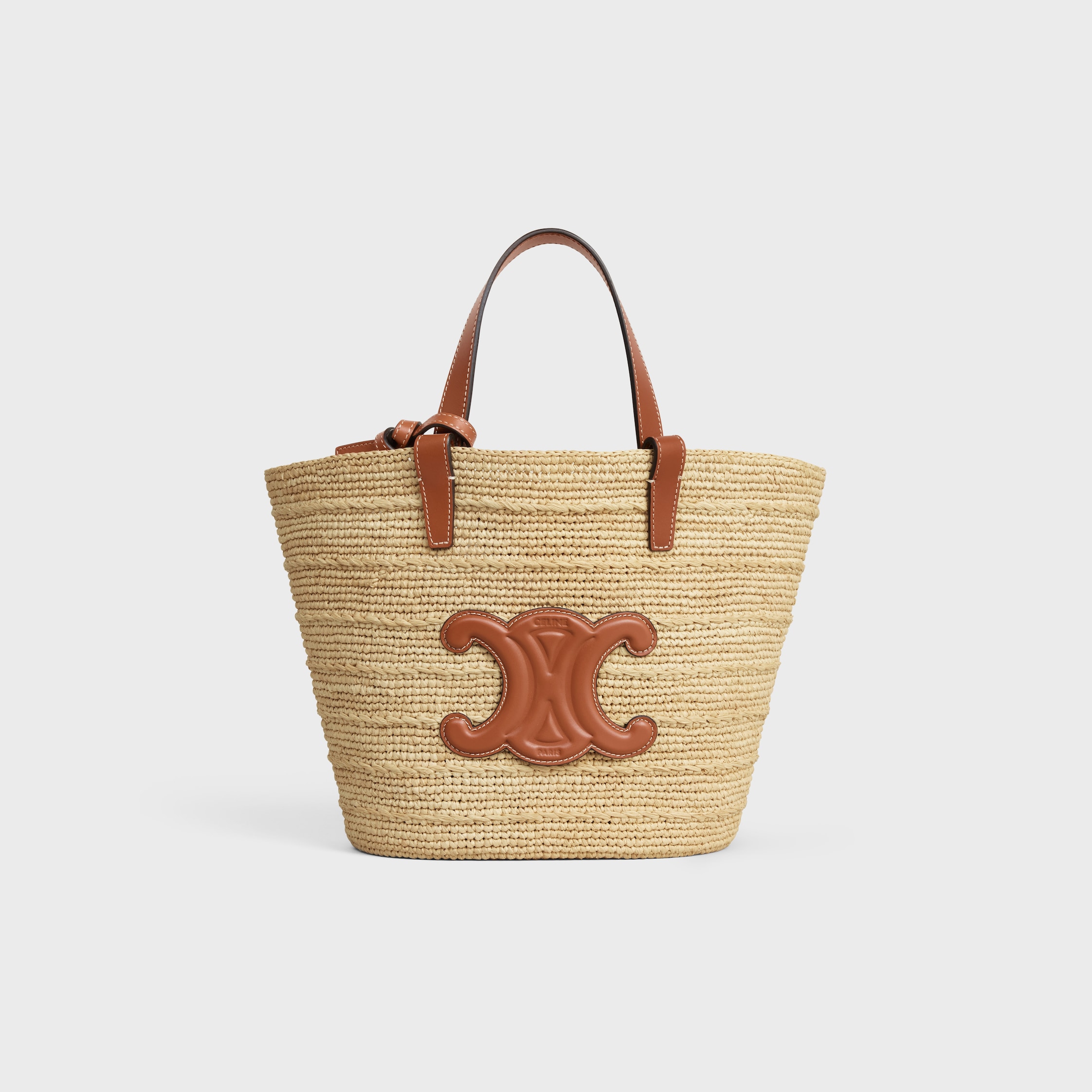 TEEN SUPPLE CELINE CLASSIC PANIER IN Raffia and calfskin - TAN