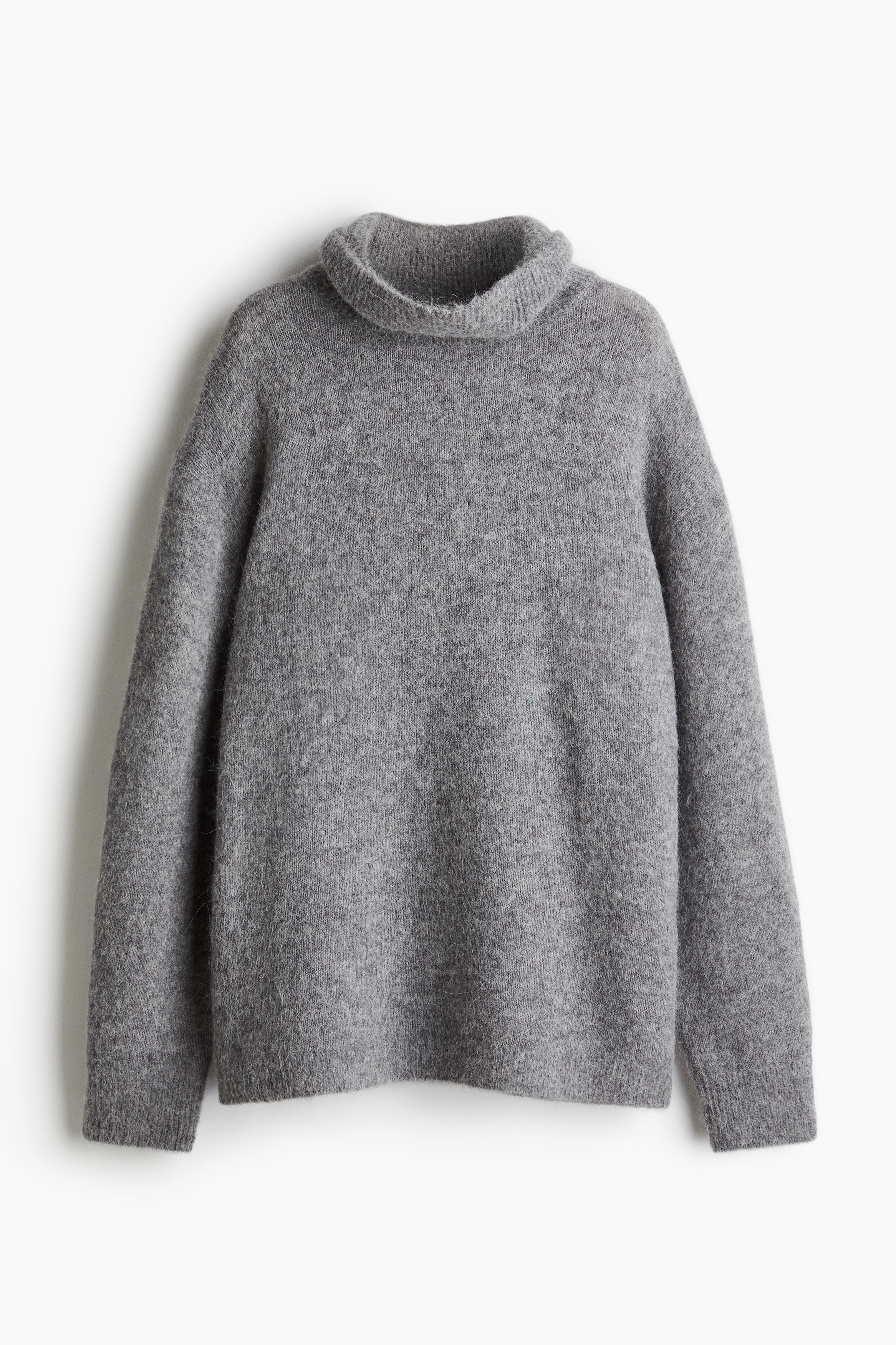 Alpaca-Blend Mock-Turtleneck Sweater - Gray melange - Ladies | H&M US