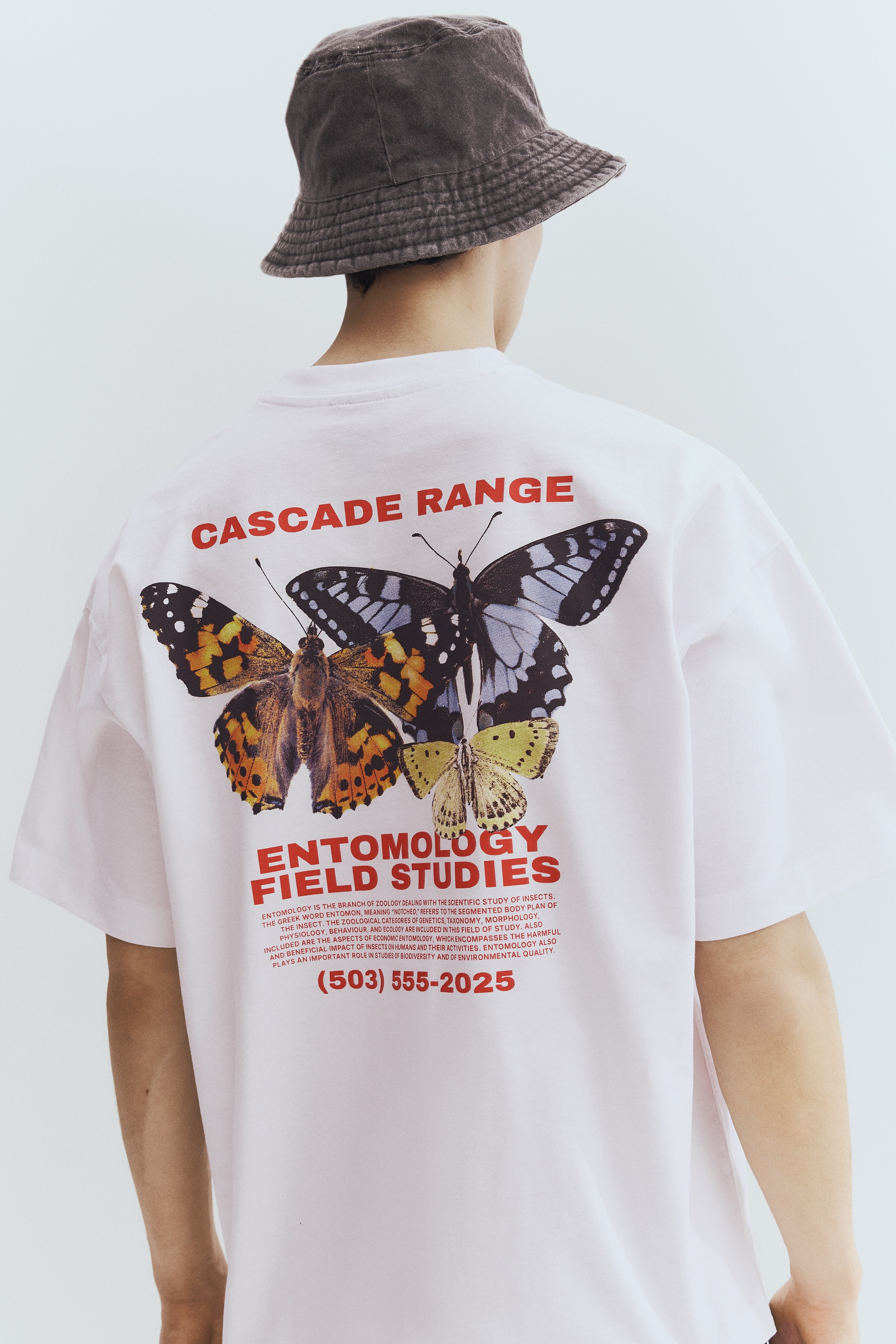 Oversized Fit Printed T-shirt - White/Butterfly - Men | H&M GB
