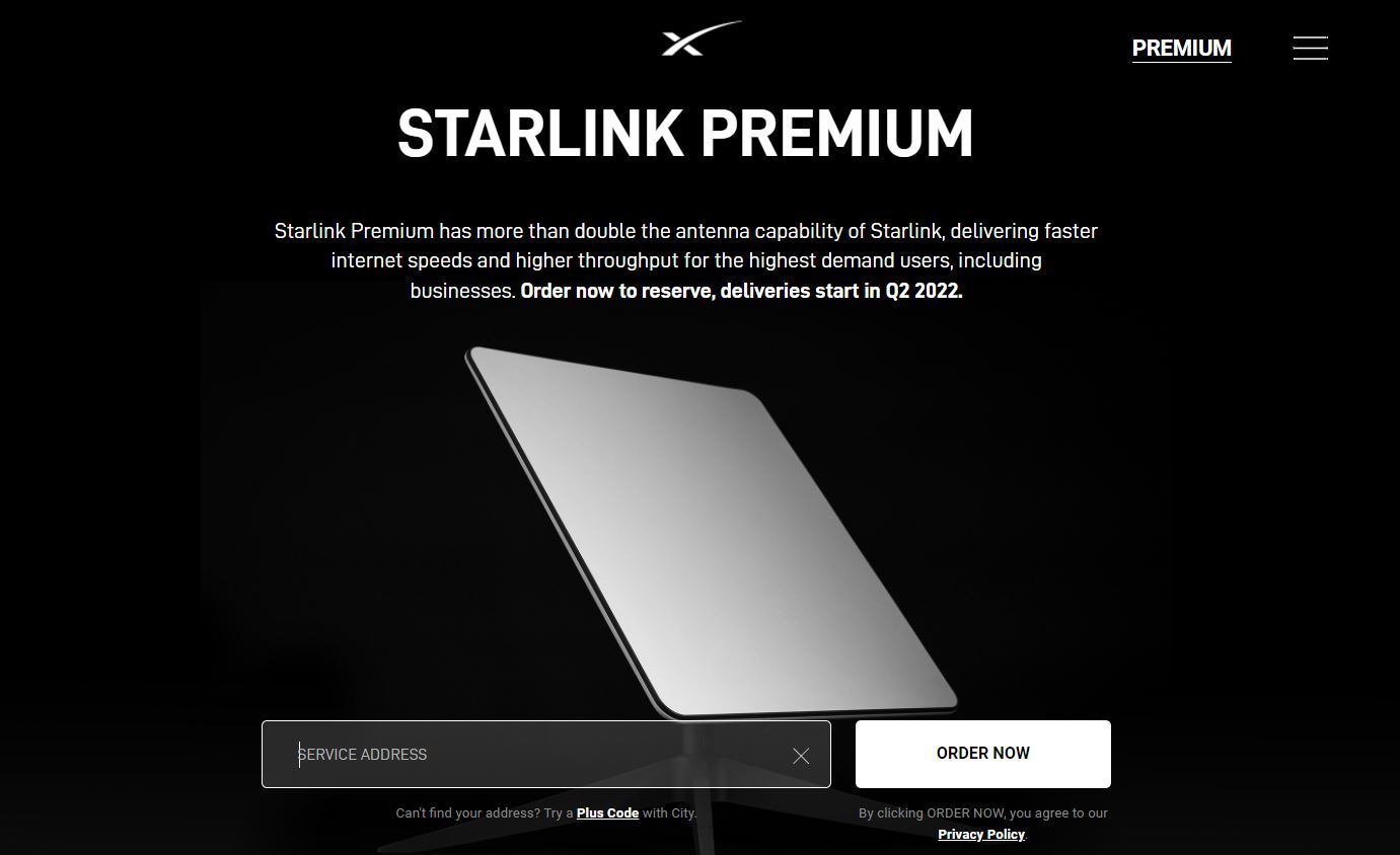 SpaceX、「Starlink」のプレミアムプラン開始 下り500Mbpsを月額500