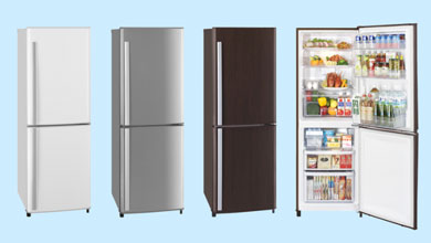 大きな冷凍室が付いたパーソナルサイズ、三菱「2ドアボトムフリーザー