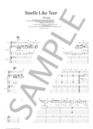 楽譜】Smells Like Teen Spirit / ギタースコア TAB譜 / NIRVANA