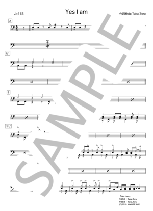 楽譜】Yes I am / ONE OK ROCK (ドラム / 中級) - Piascore 楽譜ストア
