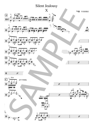 楽譜】Silent Jealousy / YOSHIKI (ドラム / 上級) - Piascore 楽譜ストア