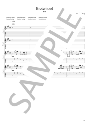 楽譜】Brotherhood / B'z (エレキギター / 中〜上級) - Piascore 楽譜