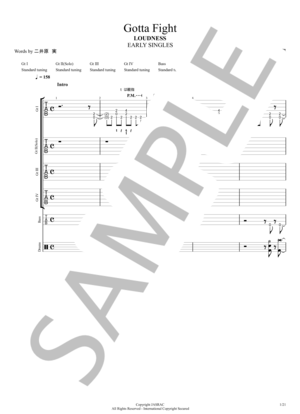 楽譜】ラウドネス / GOTTA FIGHT ギター＆ベース スコア 楽譜
