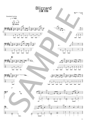楽譜】Blizzard / 三浦 大知 (エレキベース / 初〜中級) - Piascore