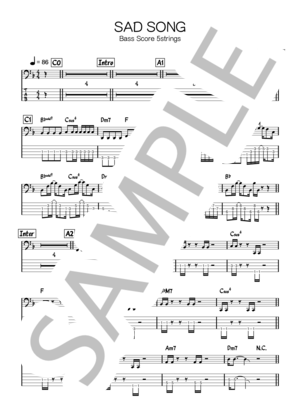 楽譜】I for You TAB付ベース譜面 / LUNA SEA (エレキベース / 初級