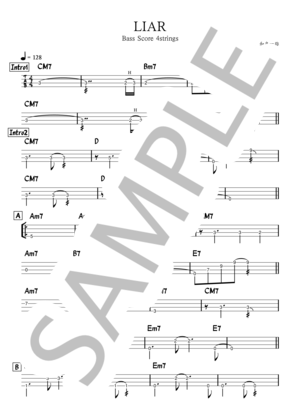 楽譜】LIAR TAB付ベース譜面 4弦ベース対応 / 中森 明菜 (エレキベース