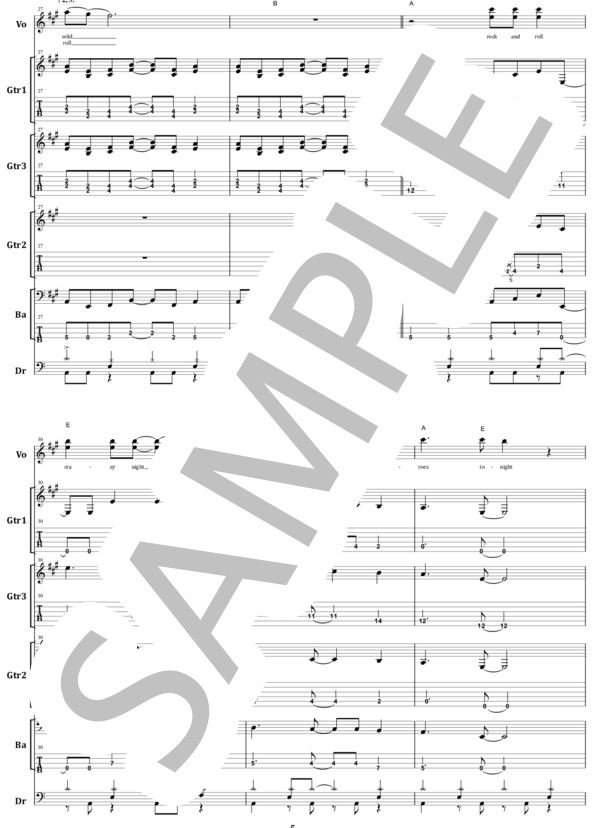 楽譜】ラウドネス / クレイジー・ナイト バンド・スコア 楽譜