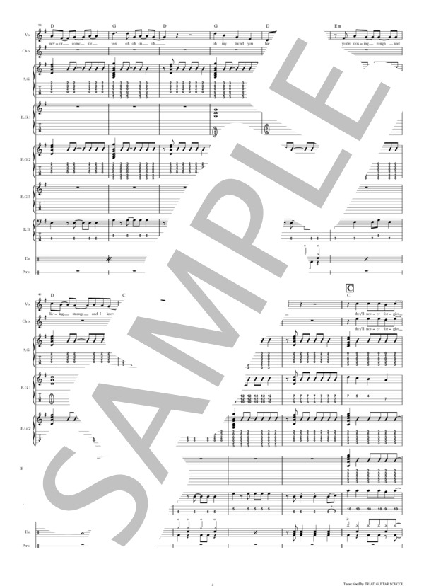 楽譜】Don't Look Back Into the Sun / バンドスコア TAB譜 / THE